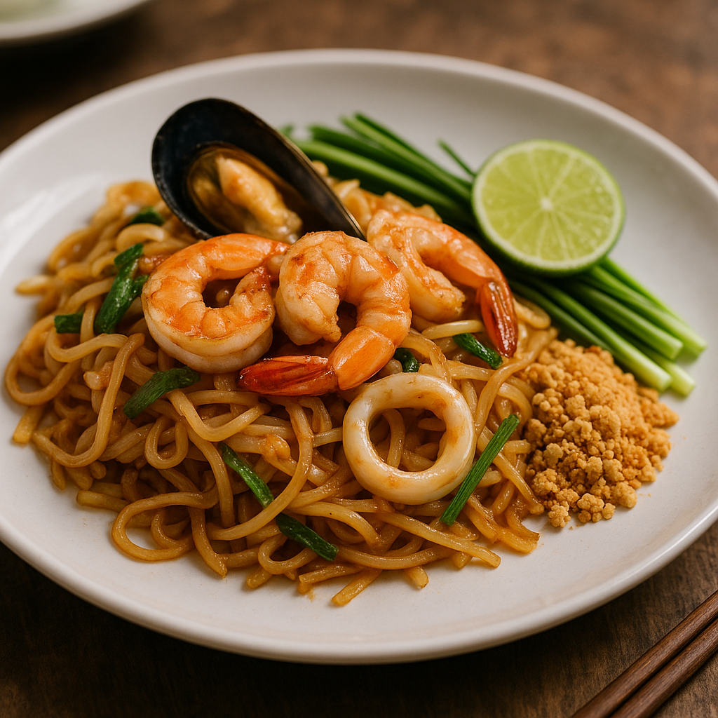 Pad Thai mit frischem Seafood
